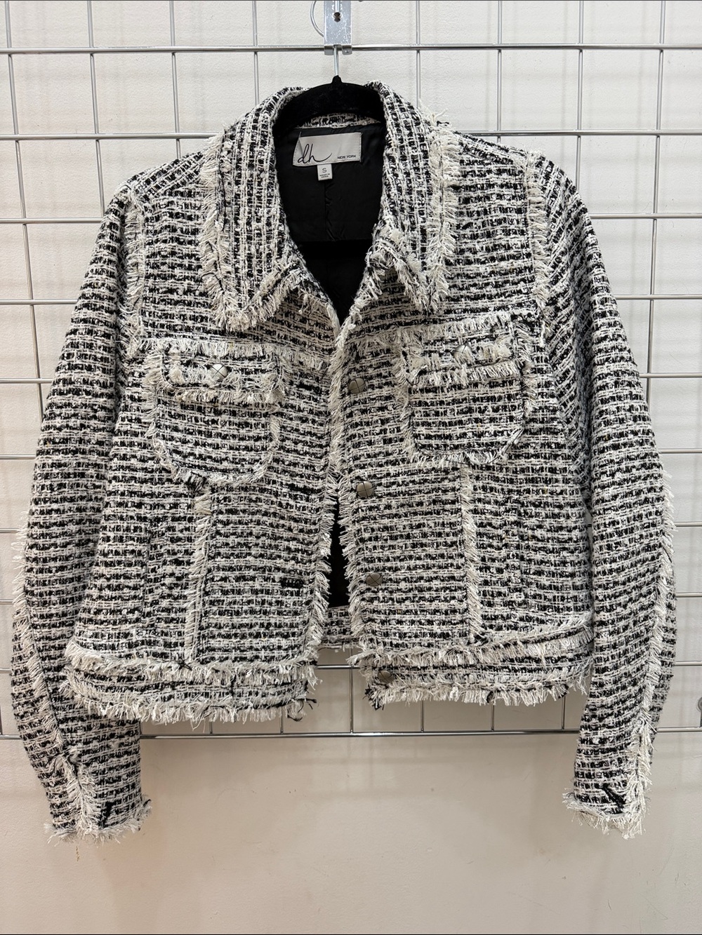 Textured Black and White Tweed Jacket
